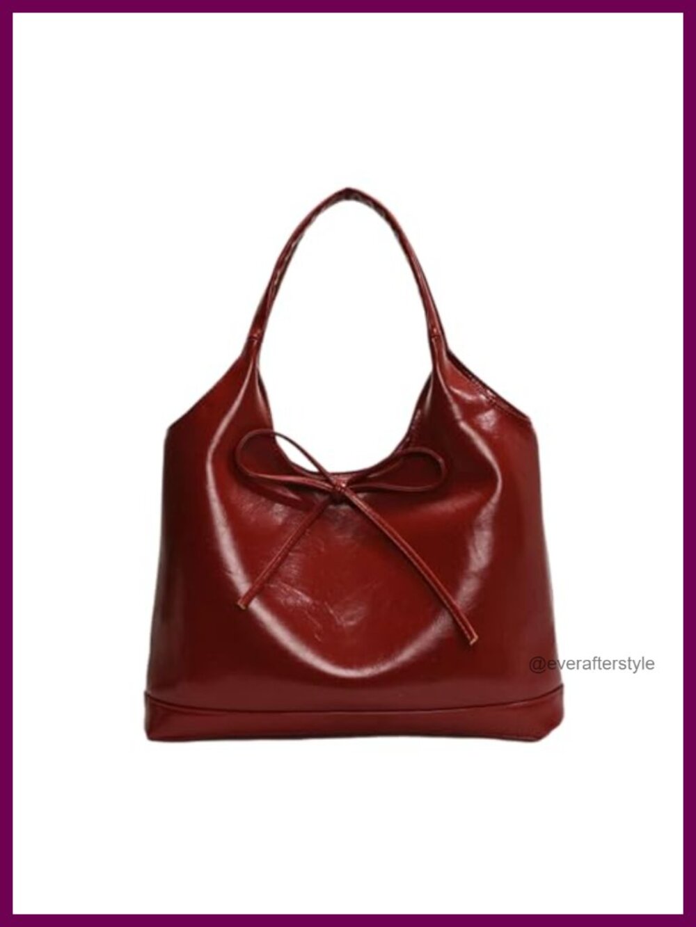 Large Slouchy Hobo Shoulder Bag PU Leather Bow Tie Women's Handbag for Work